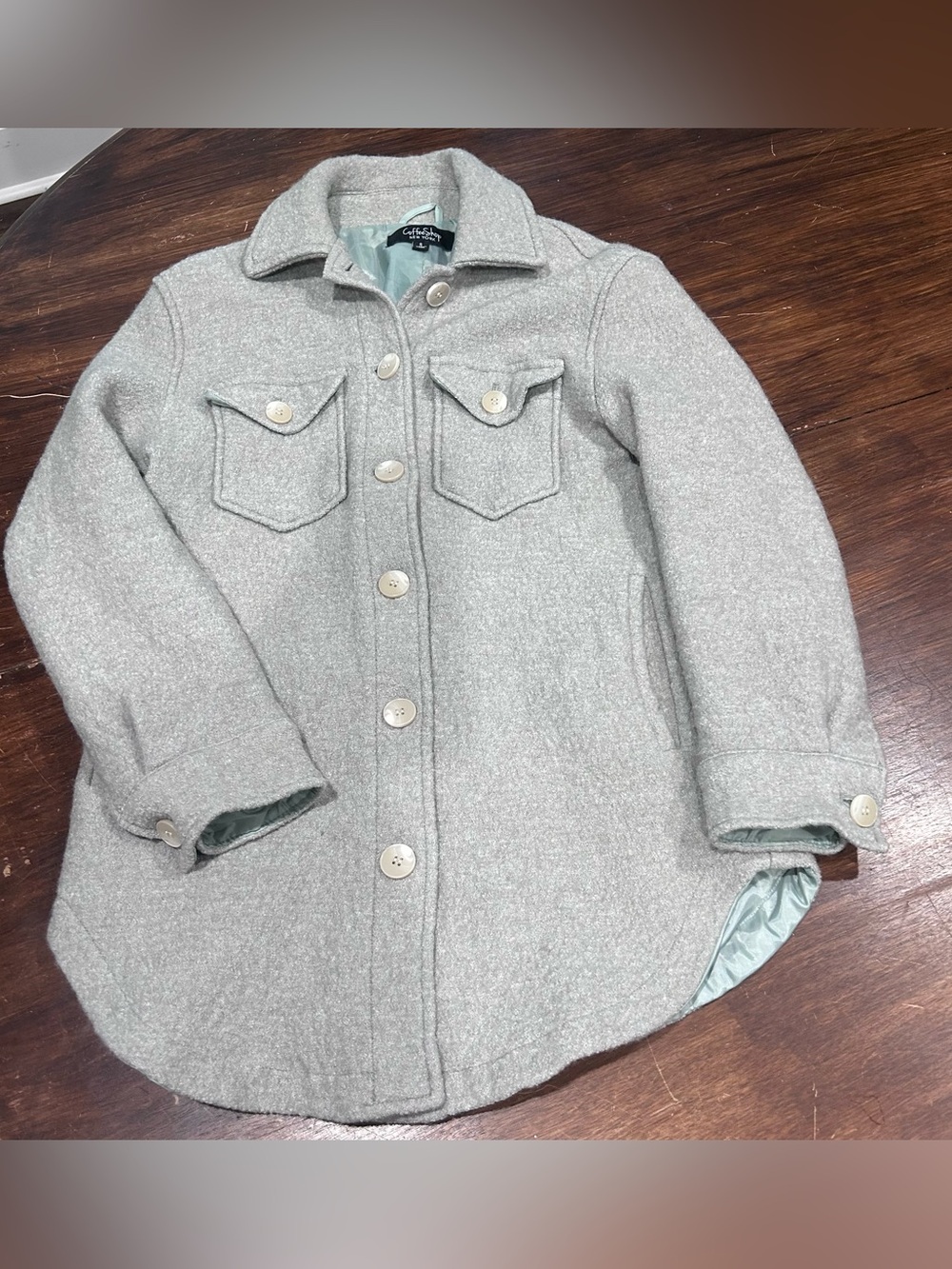 New York Coffee Shop 50% Wool, 50% Polyester Button Up Shirt Jacket Size Small
